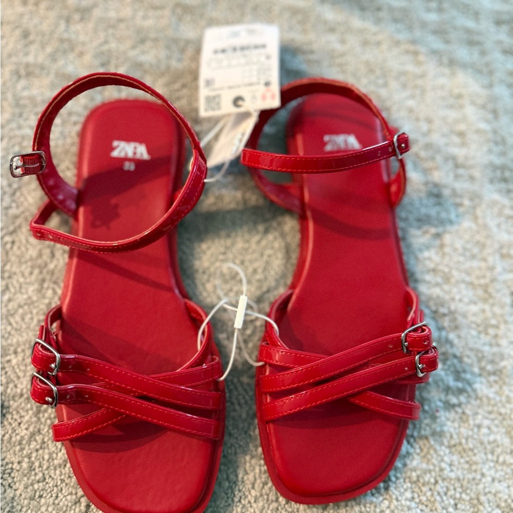 Zara kids girls Red Strappy Sandals